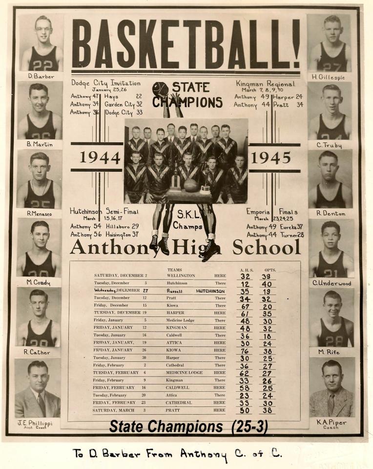 Anthony Pirates 1945 State Champions 2